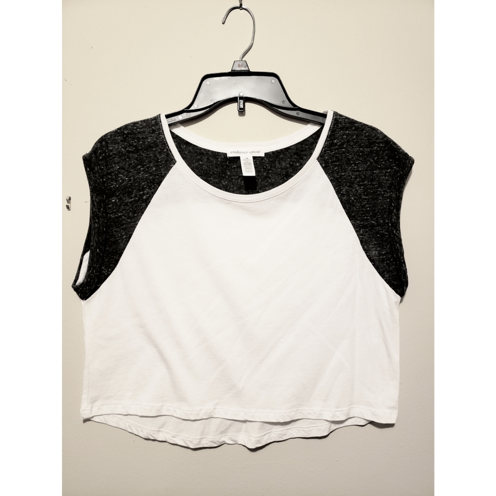 White and Black Cropped T-shirt